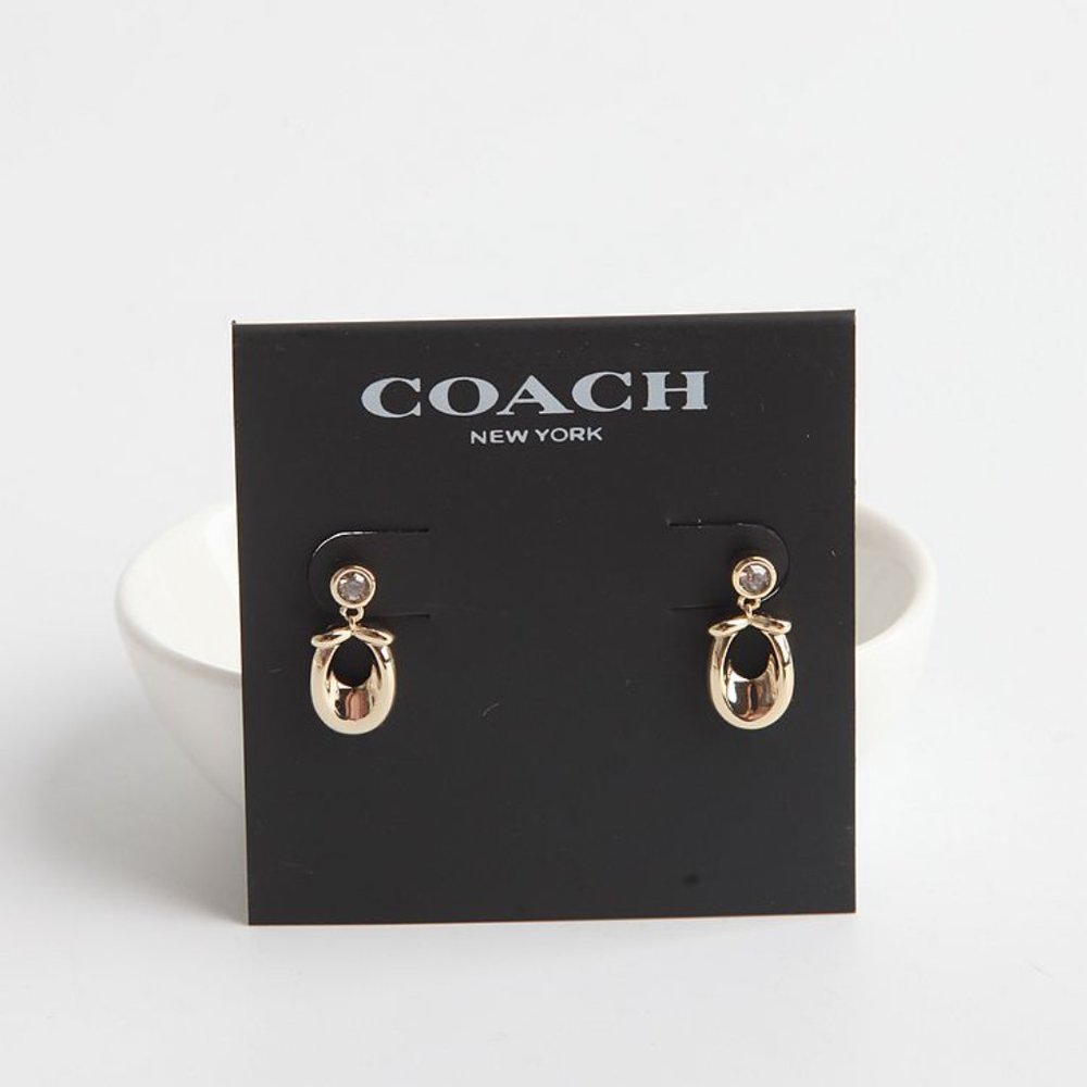 COACH SIGNATURE CRYSTAL EARRINGS GOLD